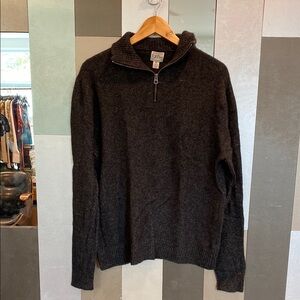 J. Crew Men's Black Half-Zip Merino Wool Sweater